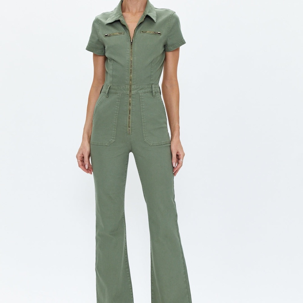 MARTINA SHORT SLEEVE FLARE JUMPSUIT - COLONEL